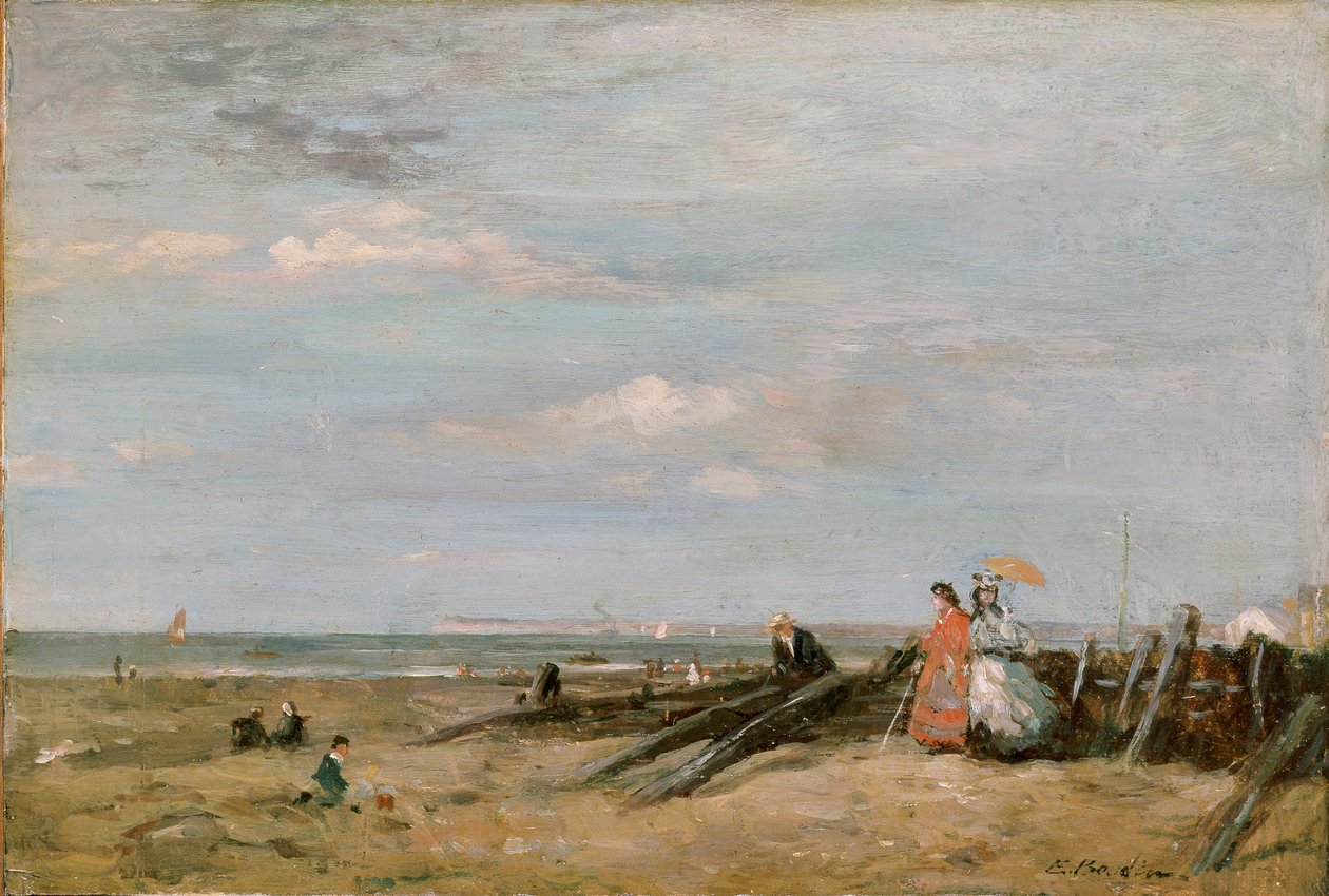 Scena na plaży w Trouville, lata 60. XIX wieku autorstwa Eugene Louis Boudin