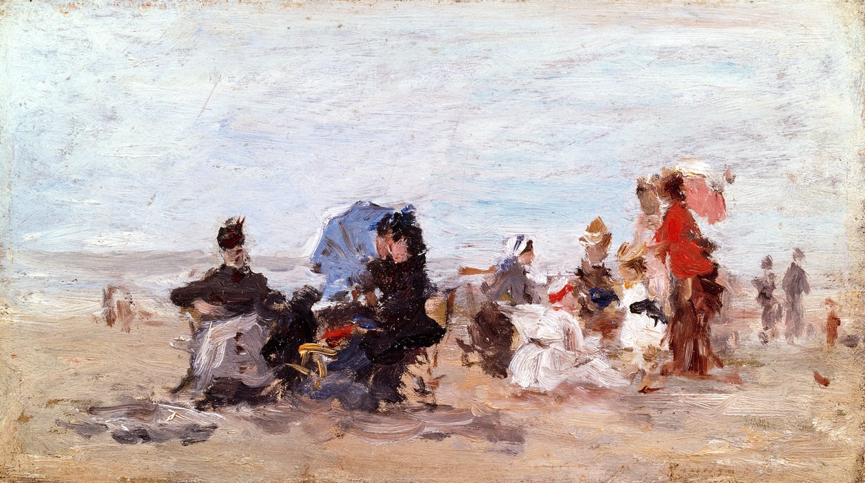 Plaża w pobliżu Deauville, ok.1874 autorstwa Eugene Louis Boudin