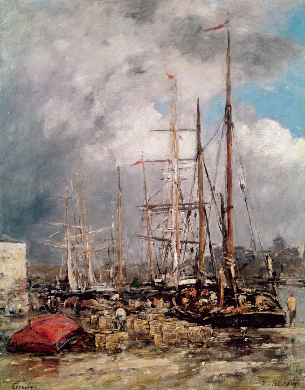 Fecamp, Poławiacze śledzi, 1892-94 autorstwa Eugene Louis Boudin
