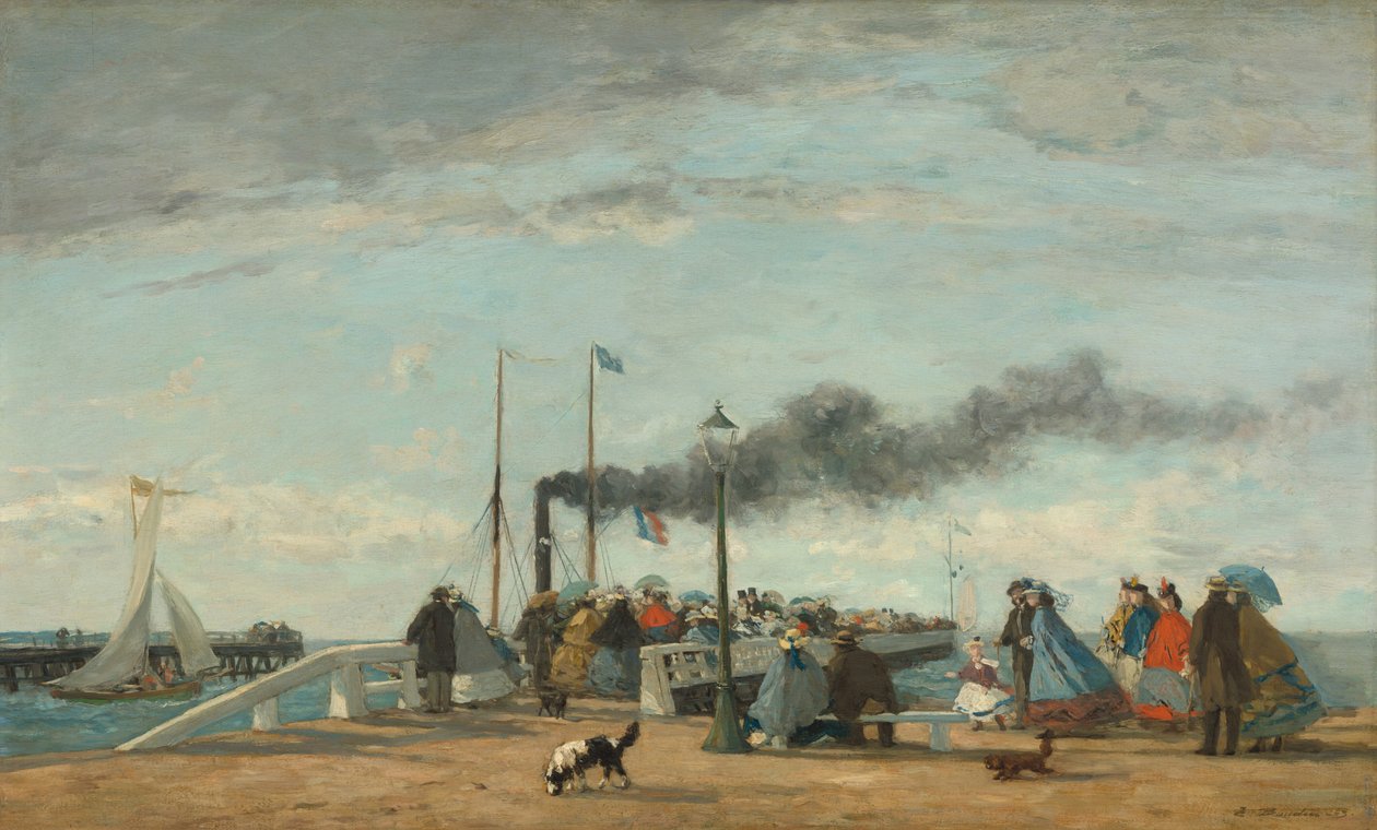 Molo i nabrzeże w Trouville, 1863. autorstwa Eugene Louis Boudin