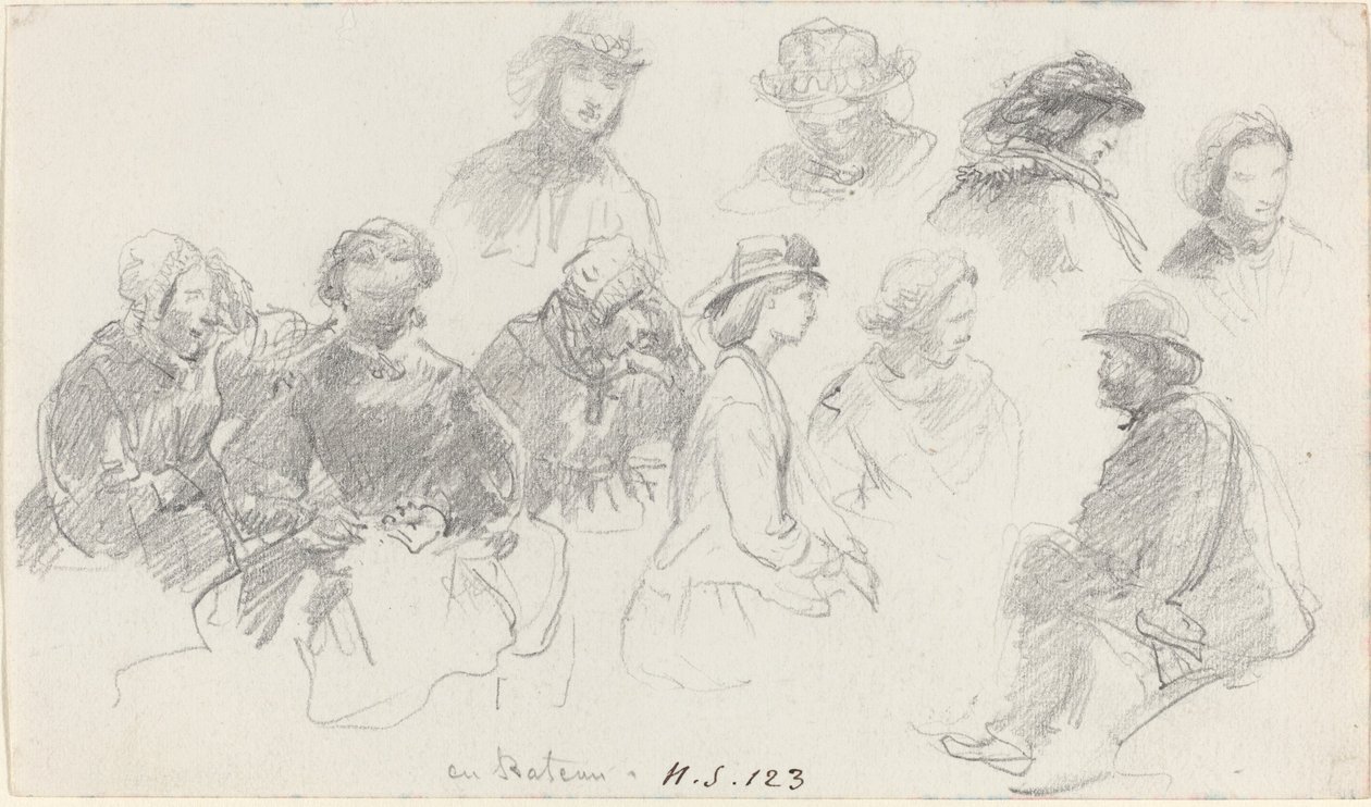 Pasażerowie na statku, koniec XIX wieku. autorstwa Eugene Louis Boudin