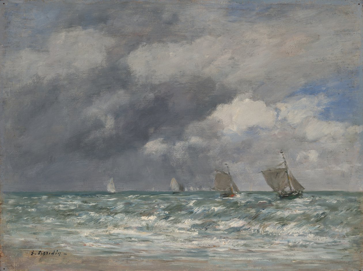 Żaglówki w pobliżu Trouville, ok. 1885-90 autorstwa Eugene Louis Boudin