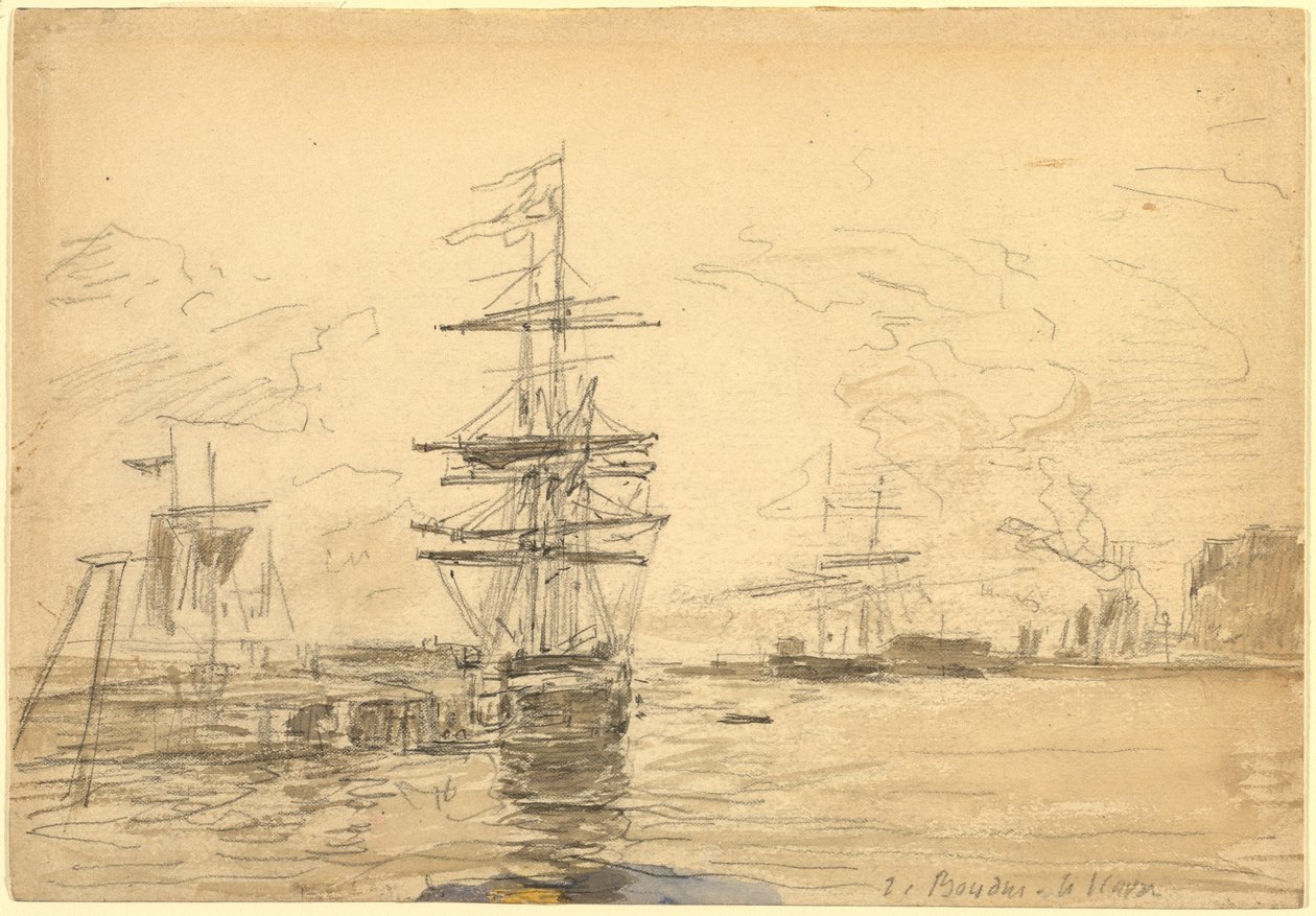 Statki w porcie, ok. godz. 1875. autorstwa Eugene Louis Boudin