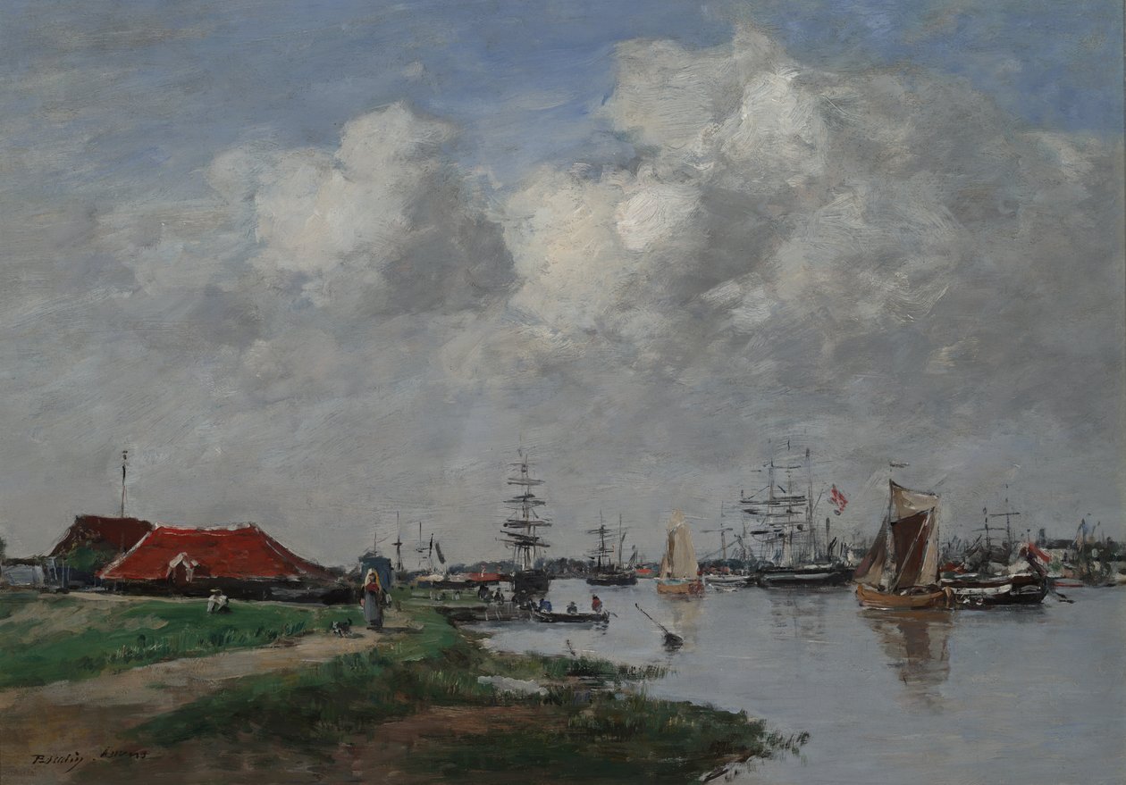 Rzeka Escaut w Antwerpii, ok.1871-74 autorstwa Eugene Louis Boudin