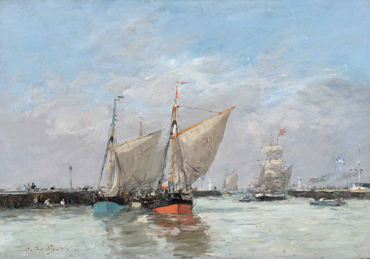 Trouville, Pomosty, przypływ, 1876 autorstwa Eugene Louis Boudin