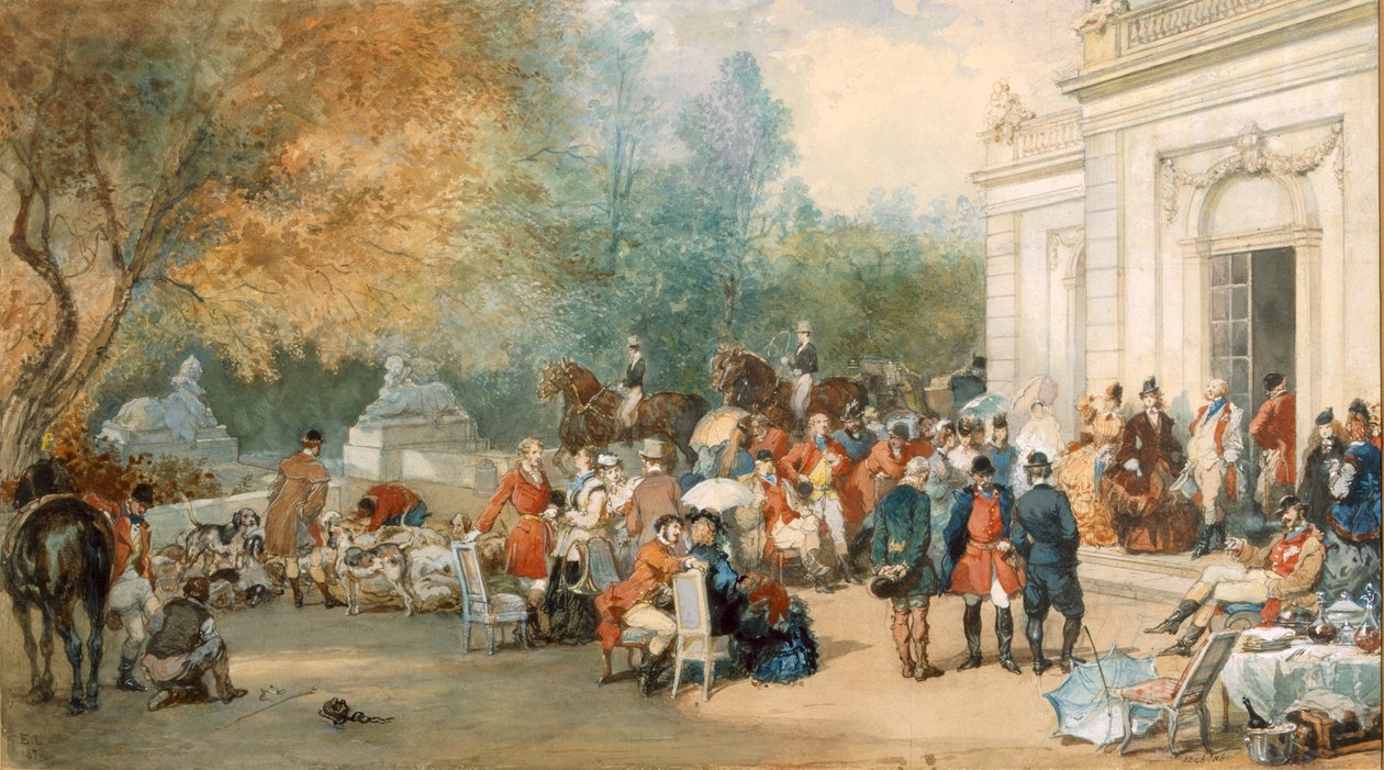 Śniadanie myśliwskie w Anglii, 1870 r autorstwa Eugene Louis Lami