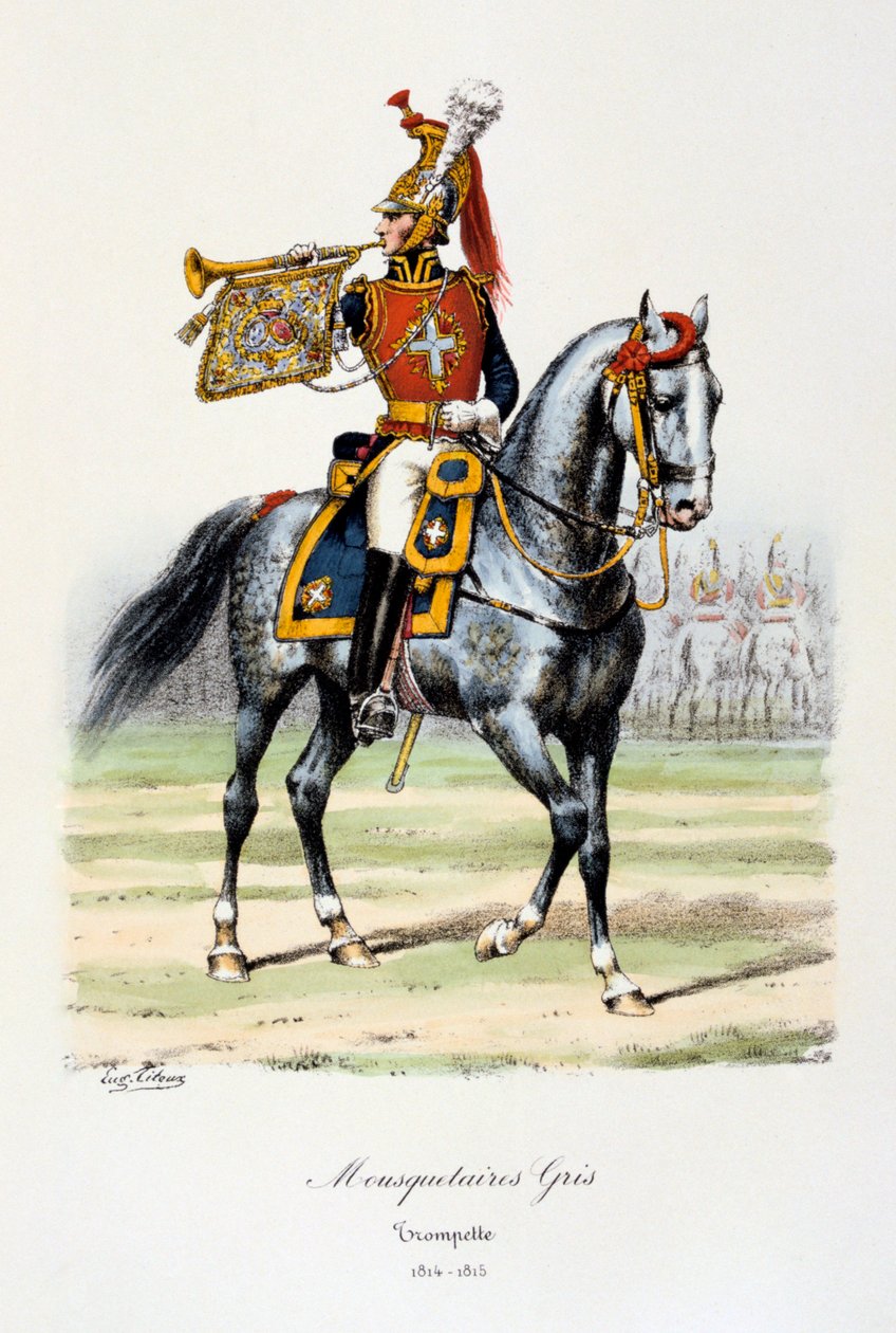Szarzy muszkieterowie, Trębacz, 1814-15 autorstwa Eugene Titeux