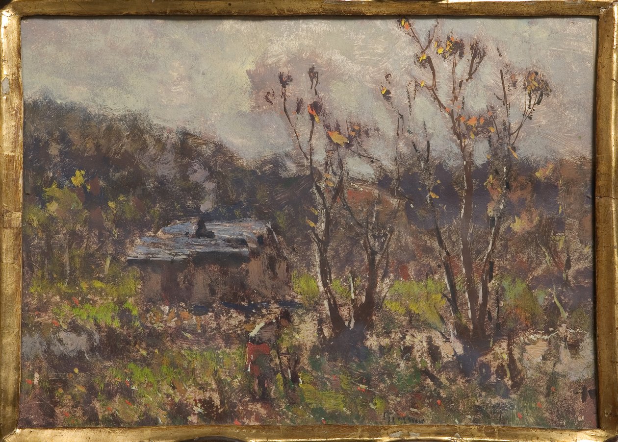 Zagroda (olej i tempera na papierze) autorstwa Eugenio Gignous