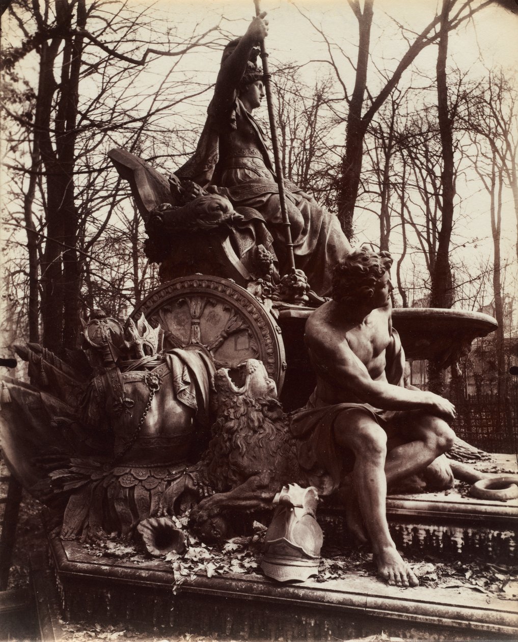 Wersal, fontanna triumfującej Francji autorstwa Eugène Atget