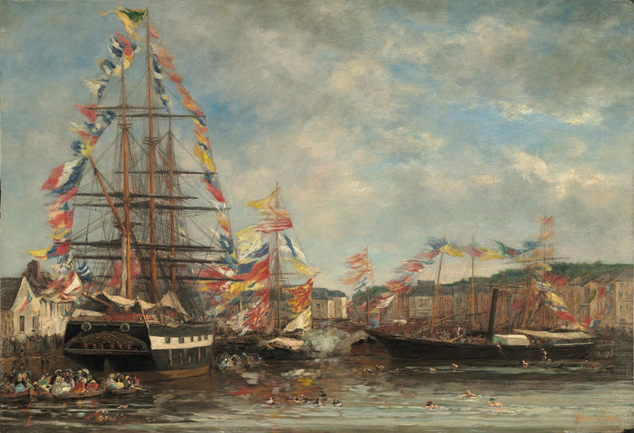 Festiwal w porcie Honfleur autorstwa Eugène Boudin