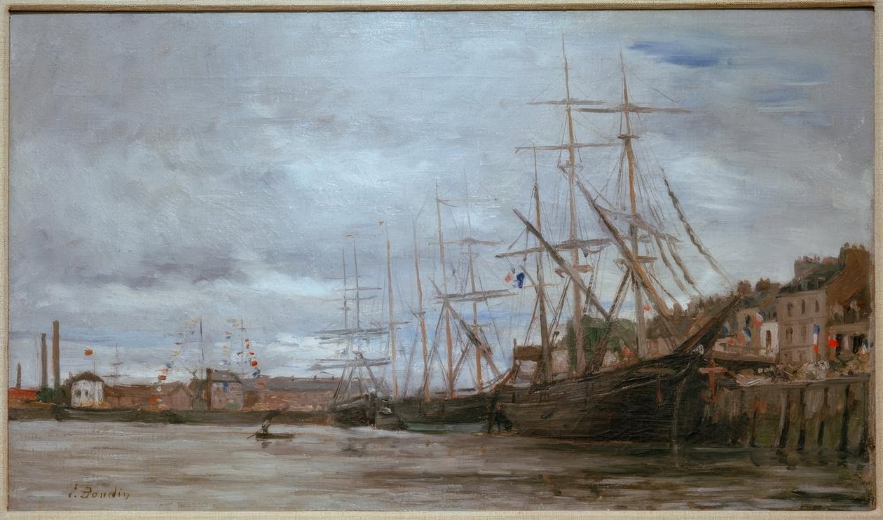 Port z żaglowcami autorstwa Eugene Louis Boudin