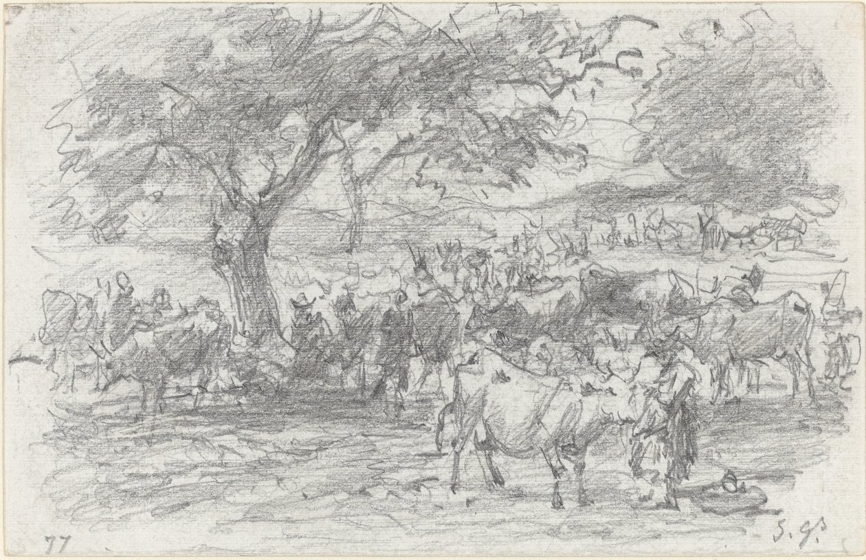 Pasterze i bydło autorstwa Eugène Boudin