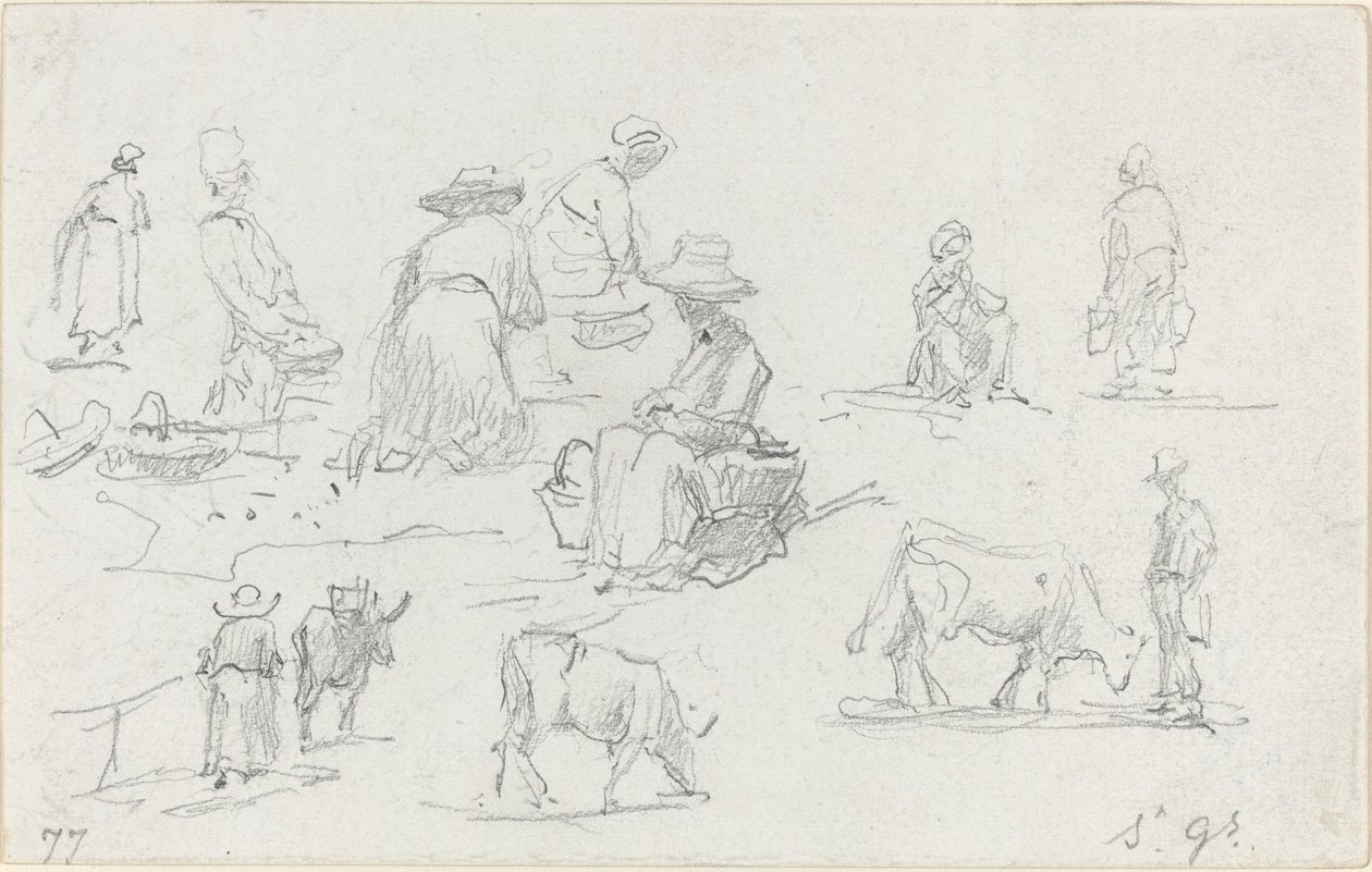Chłopi i Krowy [recto] autorstwa Eugène Boudin