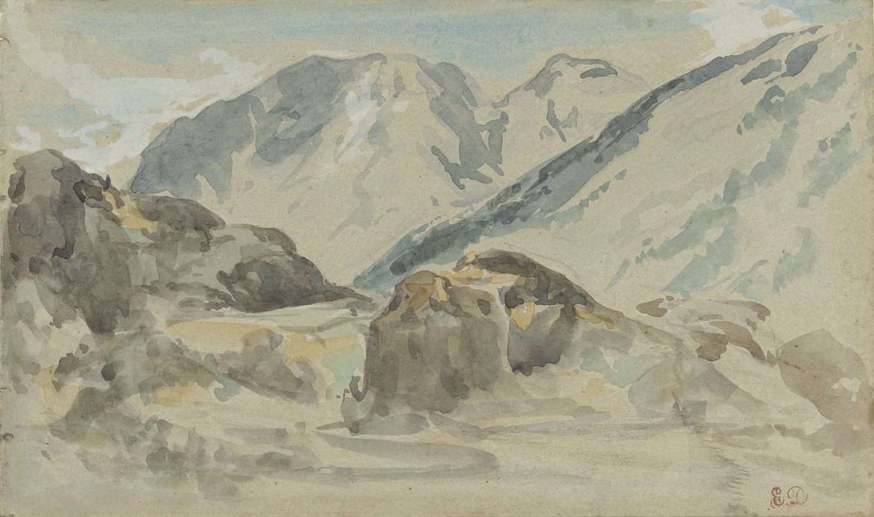 górski krajobraz autorstwa Eugène Delacroix