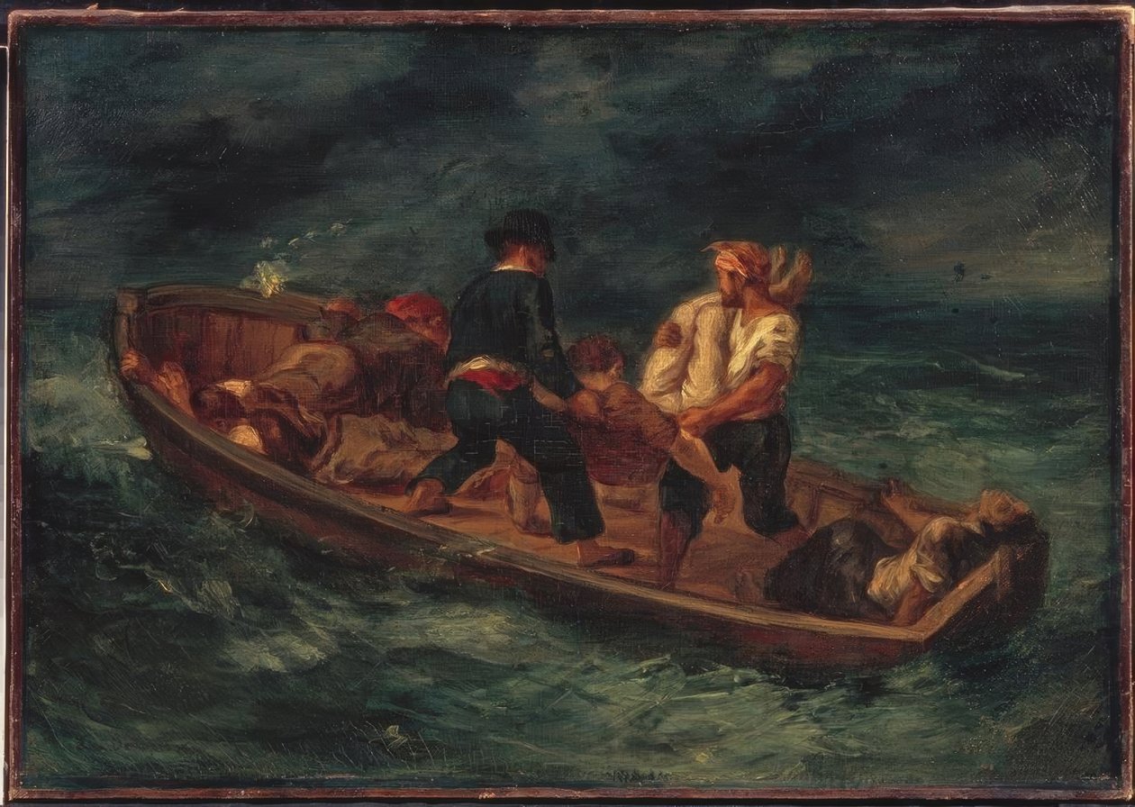 Łódź z rozbitkami autorstwa Ferdinand Victor Eugene Delacroix