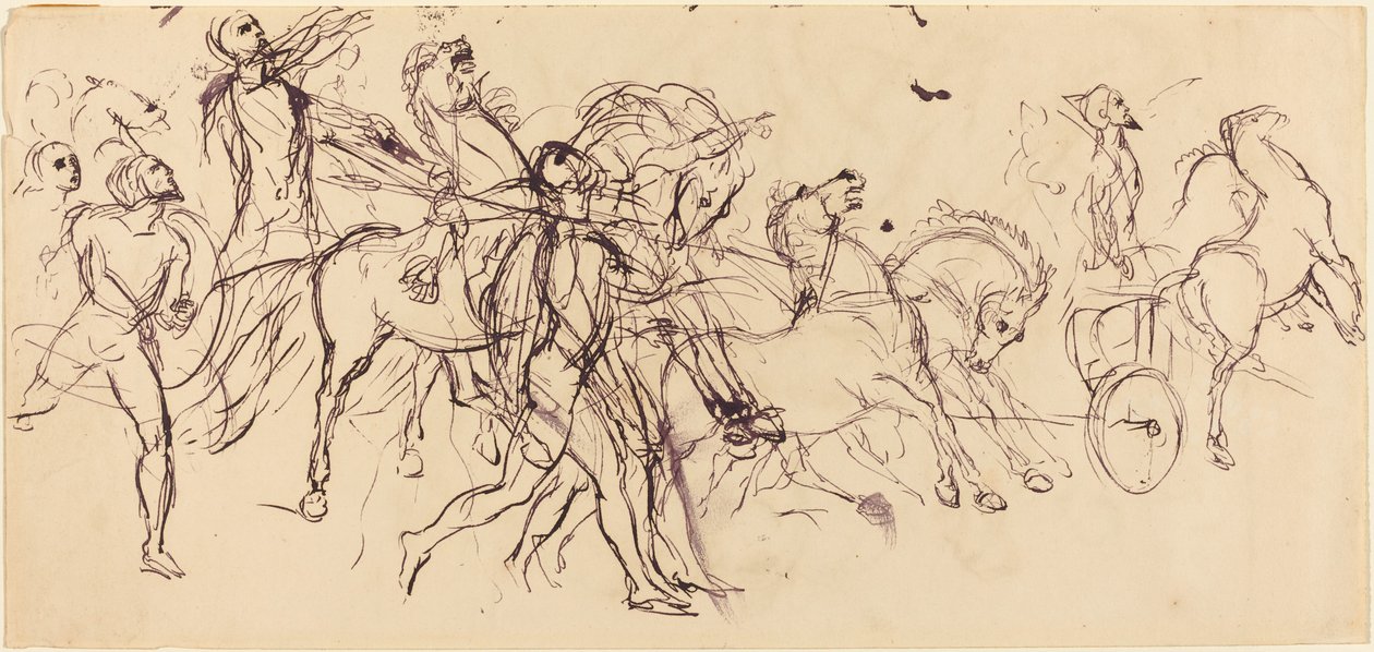 Wozy rydwanów prosto i odwrotnie. autorstwa Eugène Delacroix