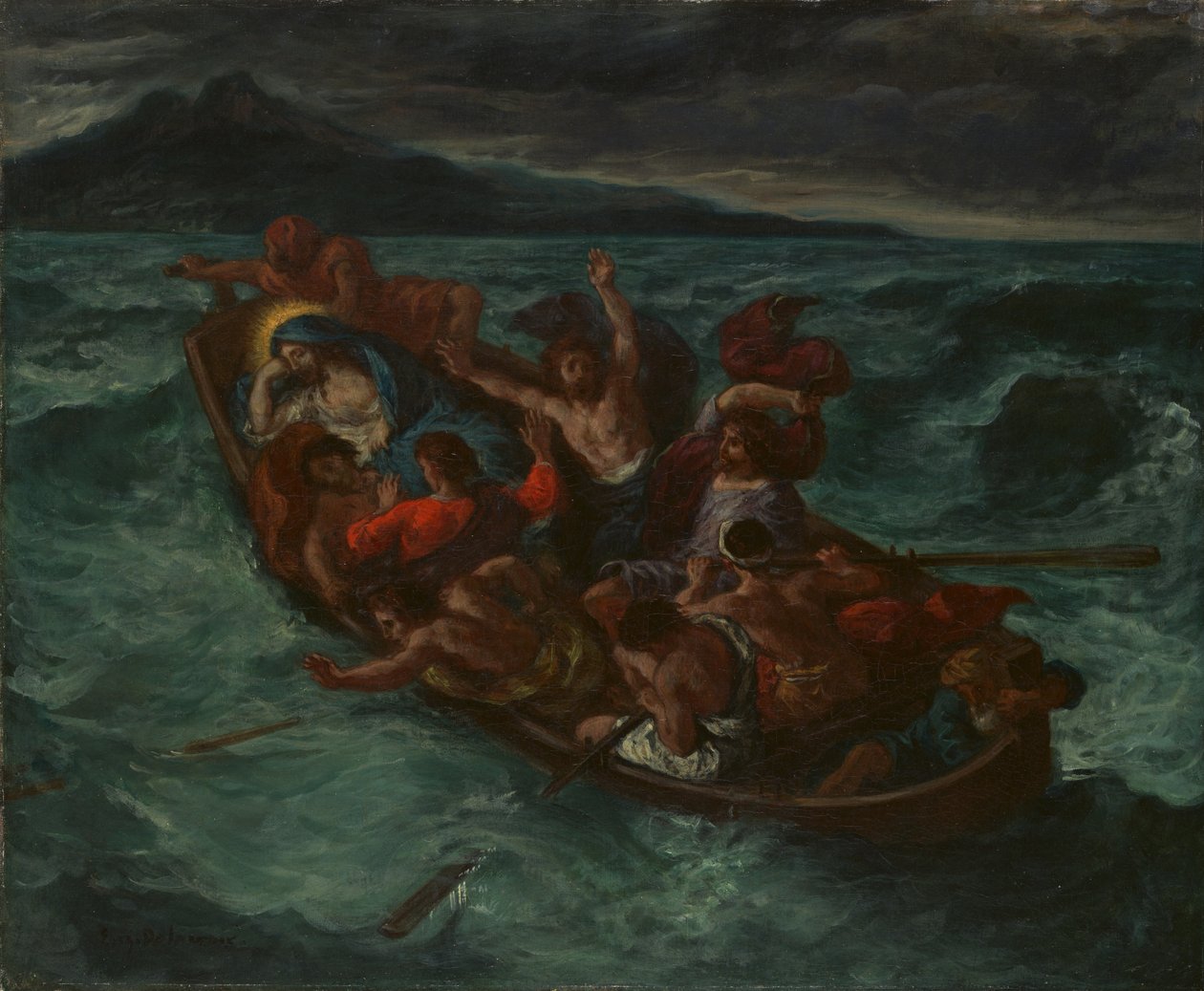 Chrystus śpi podczas burzy, ok. godz. 1853. autorstwa Ferdinand Victor Eugene Delacroix