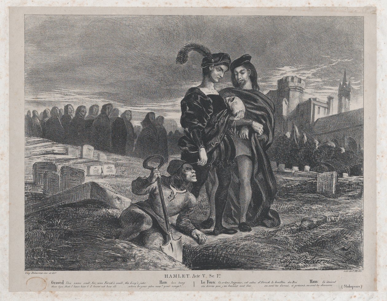 Hamlet kontemplujący czaszkę Yoricka, 1828., 1828. autorstwa Eugène Delacroix