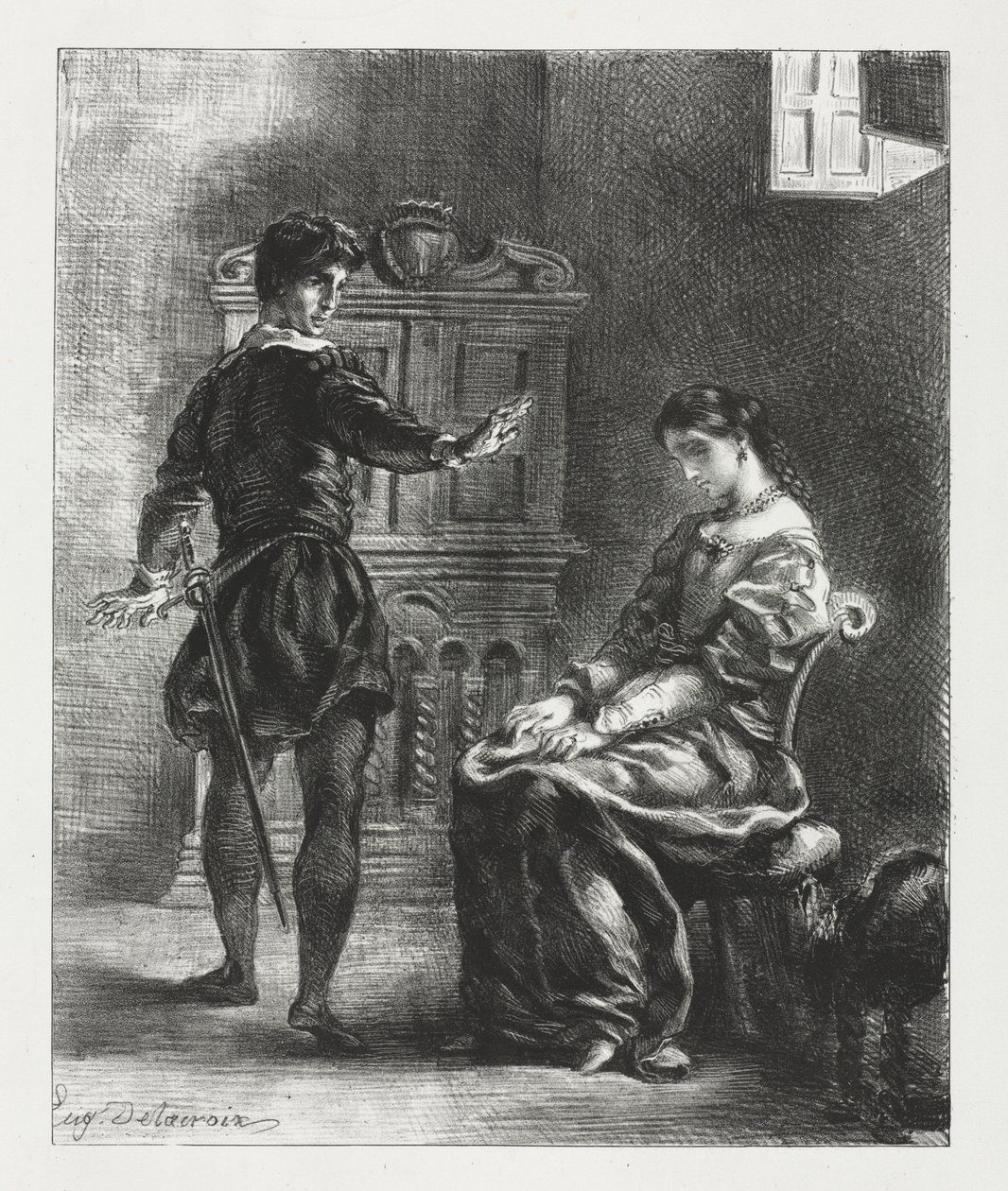 Hamlet: Hamlet i Ofelia autorstwa Eugène Delacroix