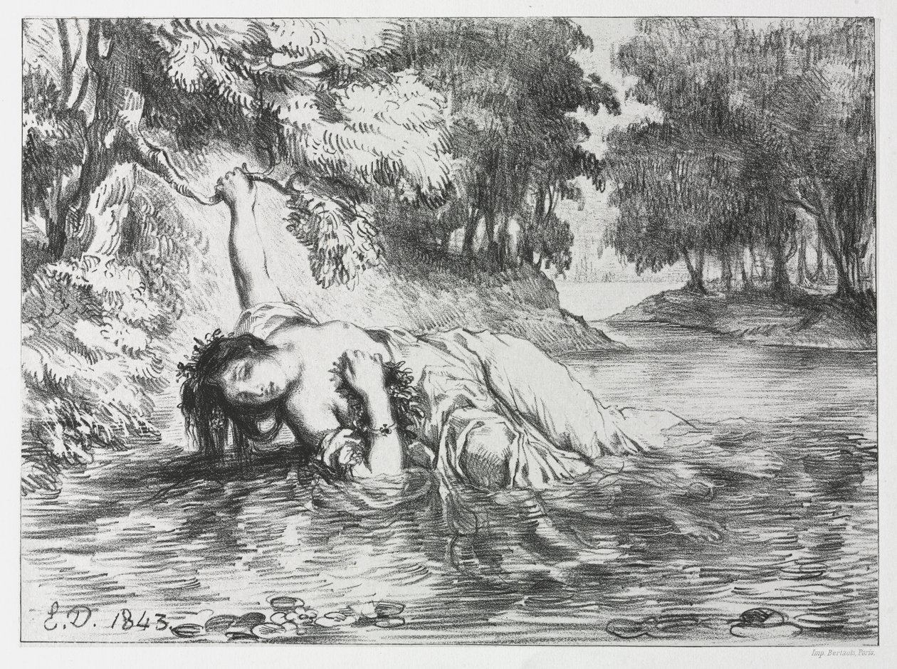 Hamlet: Śmierć Ofelii autorstwa Eugène Delacroix