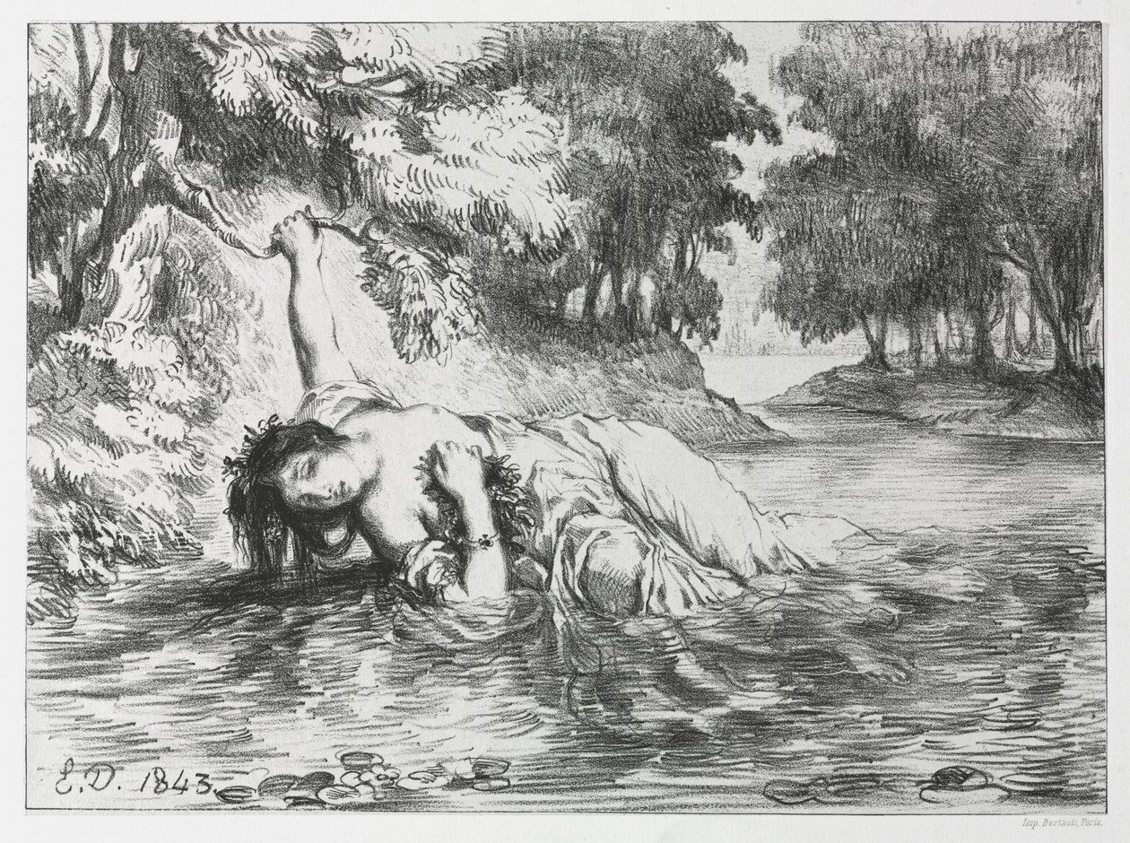 Hamlet: Śmierć Ofelii, 1843. autorstwa Eugène Delacroix