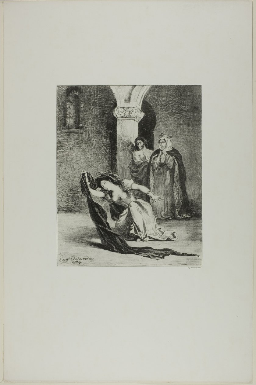 Pieśń Ofelii autorstwa Eugène Delacroix