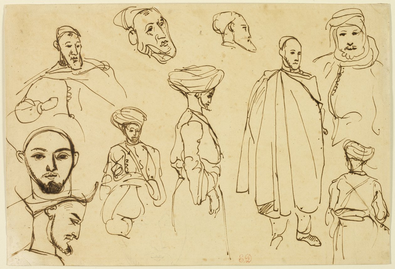 Szkice algierskich mężczyzn autorstwa Eugène Delacroix