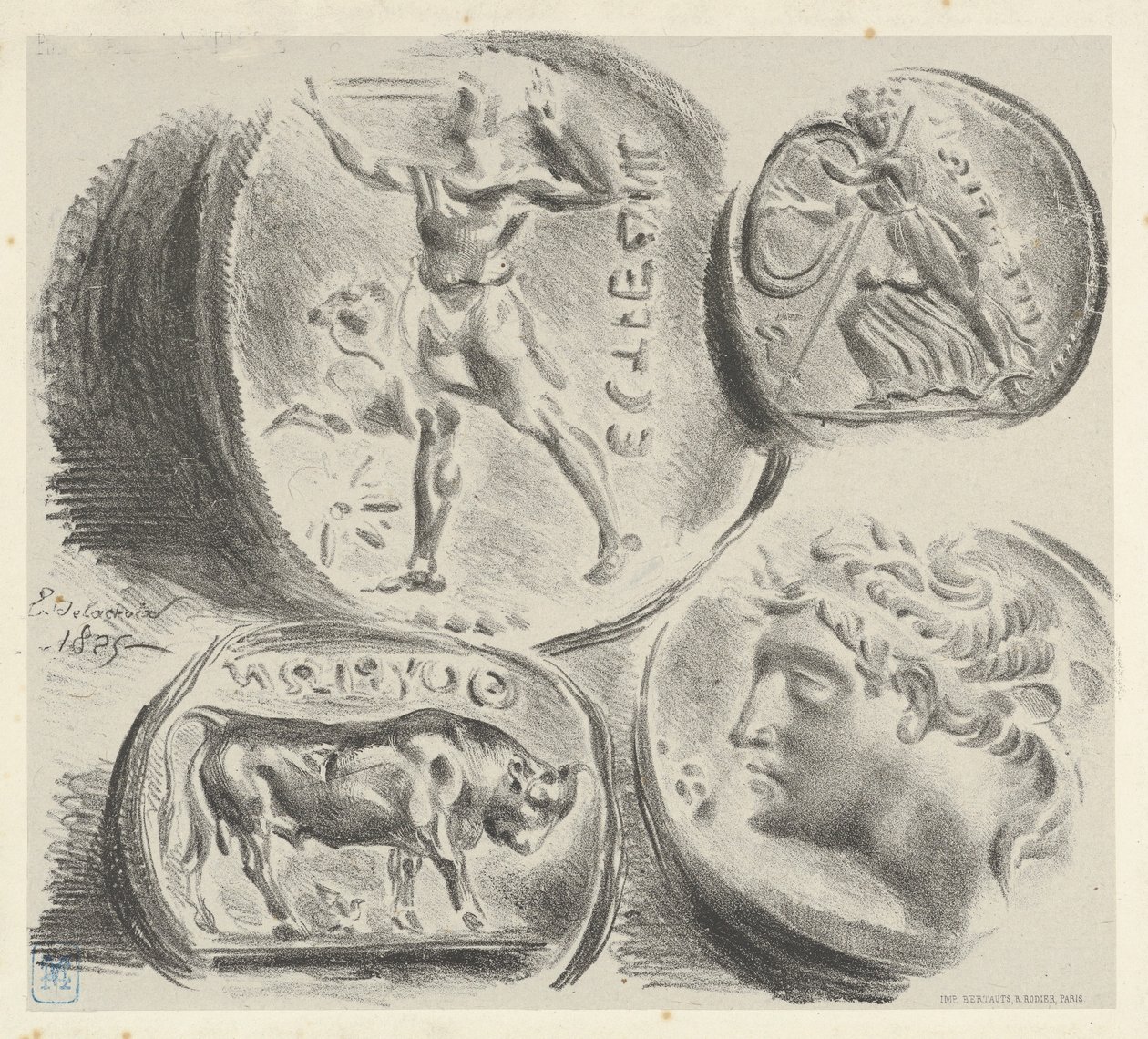Studia czterech monet greckich, 1825., 1825. autorstwa Eugène Delacroix