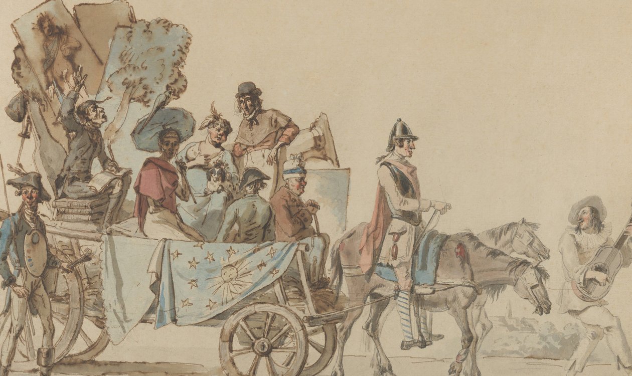 Trupa teatralna w drodze, 1818. autorstwa Eugène Delacroix