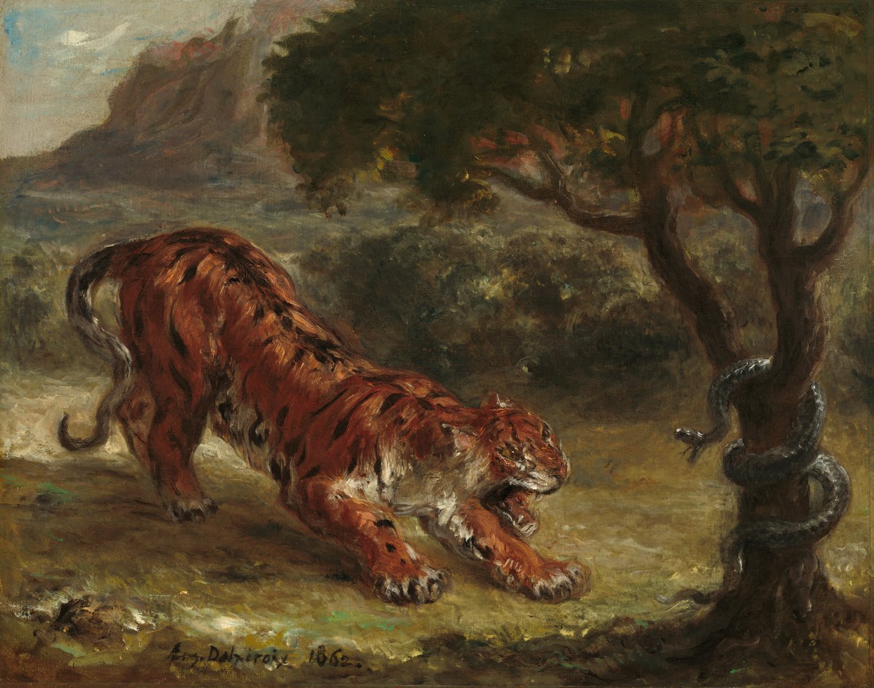 Tygrys i wąż, 1862. autorstwa Eugène Delacroix