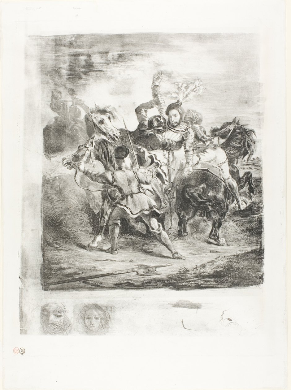 Weislingen zaatakowany przez ludzi Goetza autorstwa Eugène Delacroix