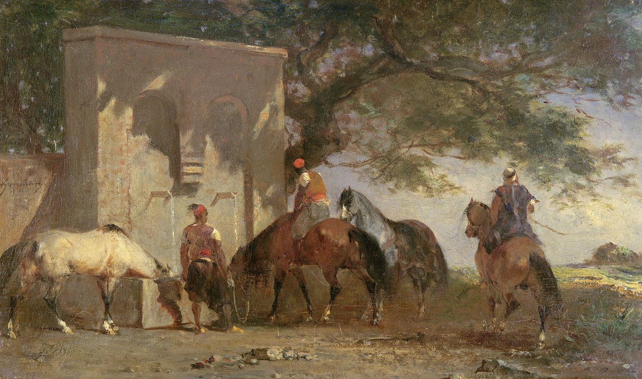 Arabowie pojący konie, ok. 1865-75 autorstwa Eugène Fromentin