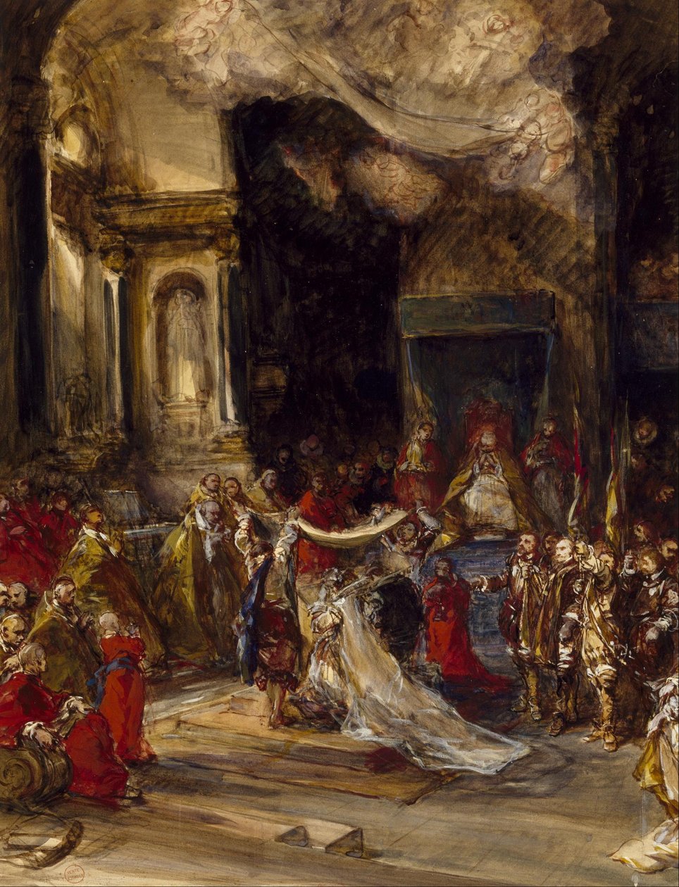 Scena królewskiego małżeństwa autorstwa Eugene Isabey