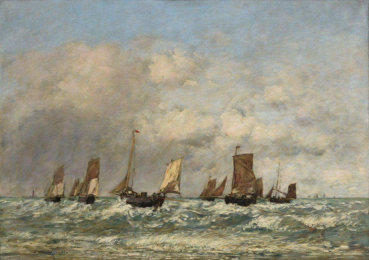 Berck: wypłynięcie łodzi autorstwa Eugene Louis Boudin