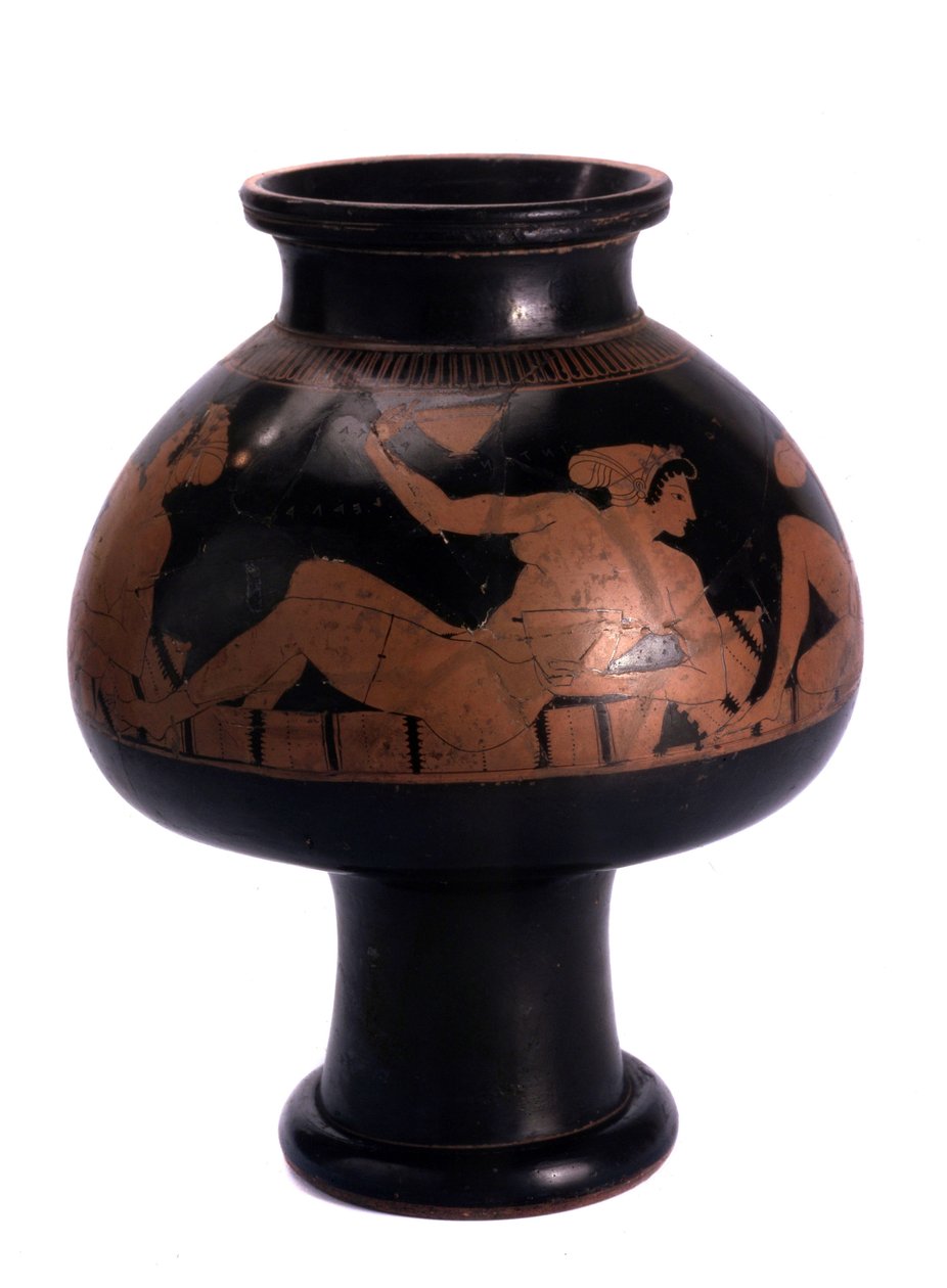 Strychowy wazon czerwonofigurowy ze sceną sympozjum, 505-500 p.n.e. CERAMIC autorstwa Euphronios