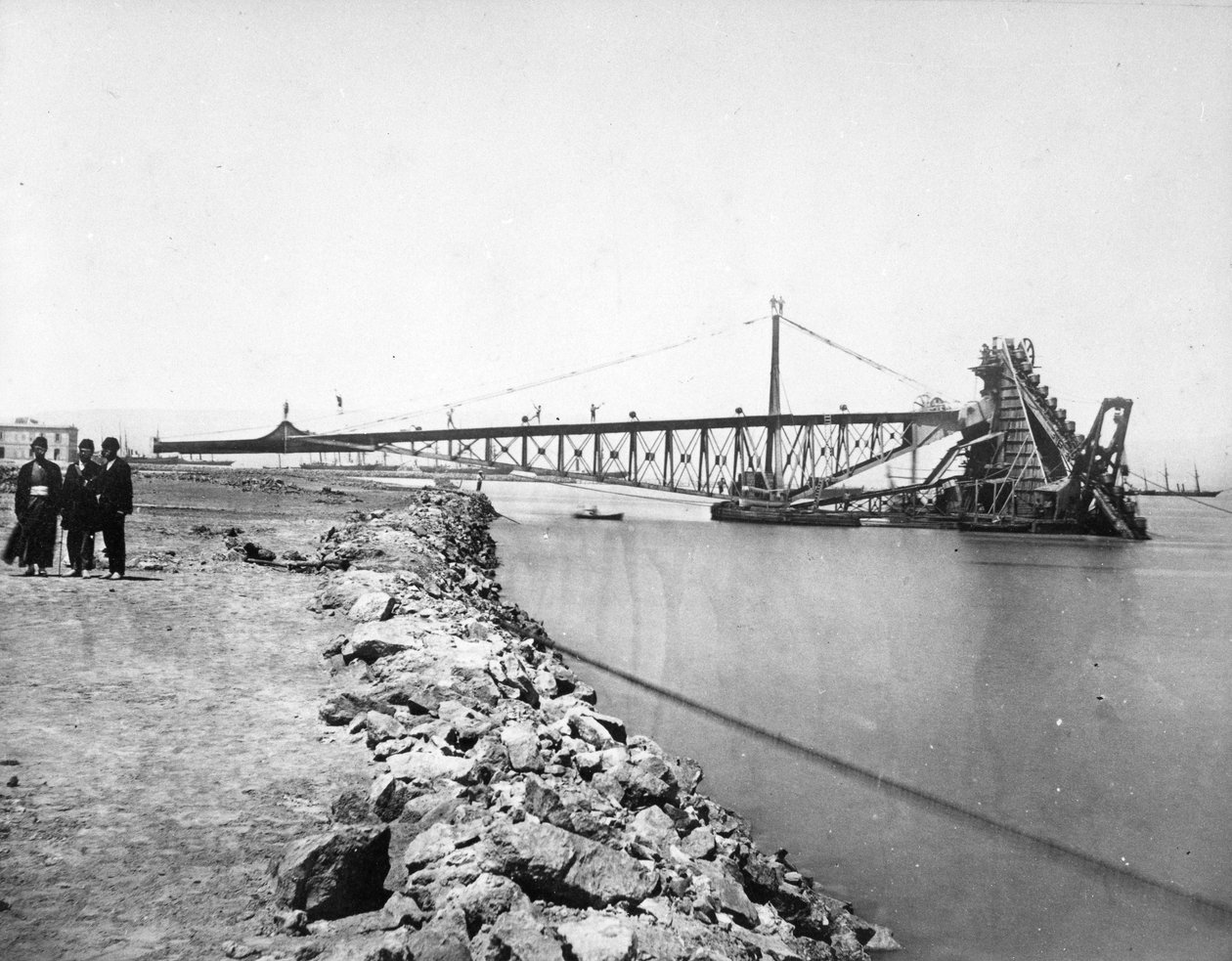Pogłębianie Kanału Sueskiego, ok. 1870 r. autorstwa European Photographer