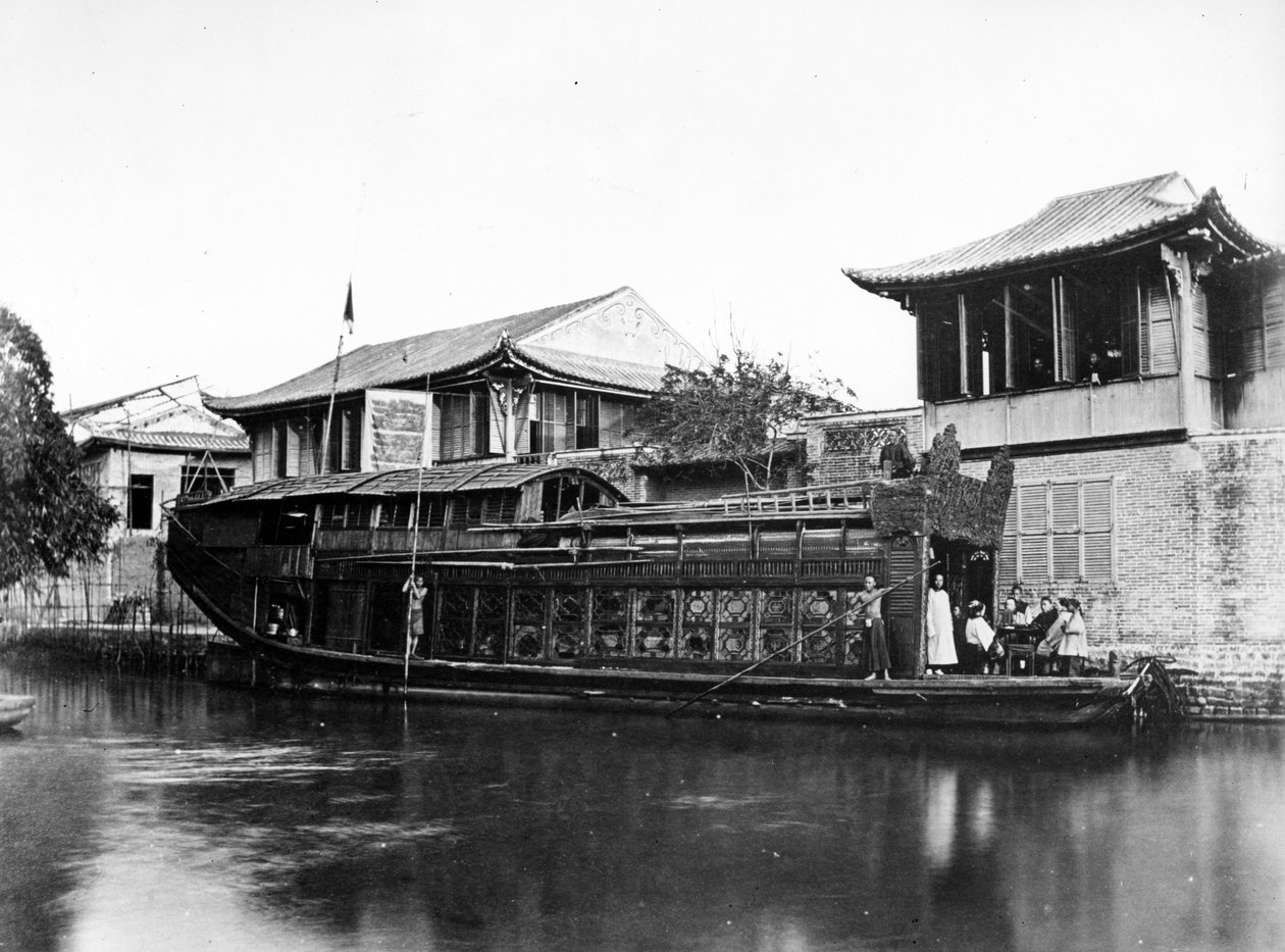 Łódź kwiatowa, Kanton, ok. 1880 r. autorstwa European Photographer