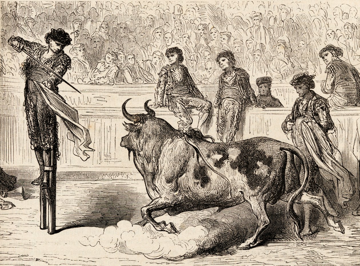 Torreador stał na palach w Sewilli, Hiszpania, 1878 (drewno) autorstwa European School