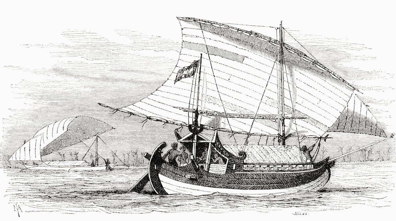 A Proa z Makassar w Indonezji, z książki „Świat w twojej dłoni”, wydanej w 1878 r. autorstwa European School