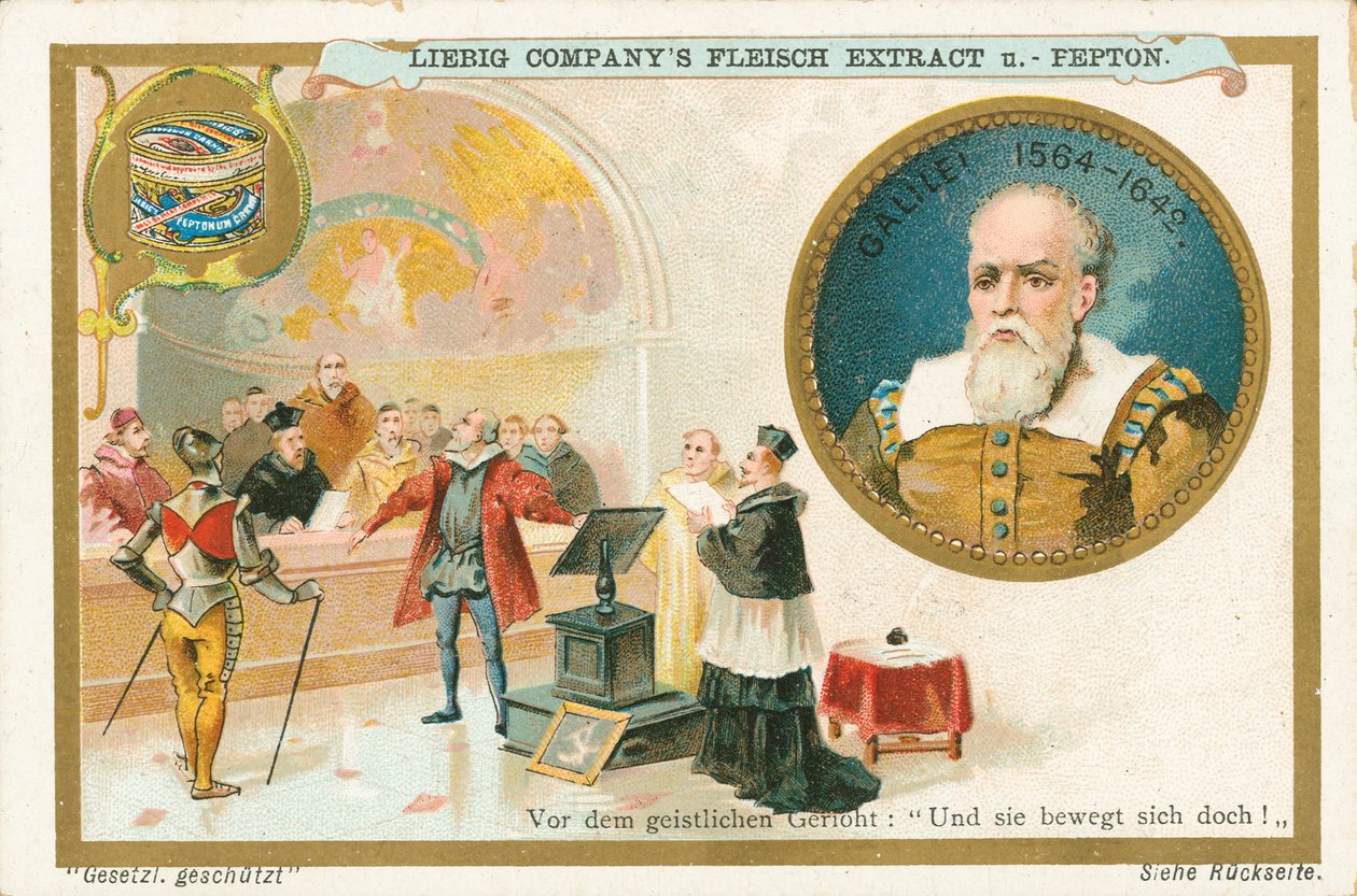 Galileusz, karta Liebig, początek XX wieku (chromo) autorstwa European School