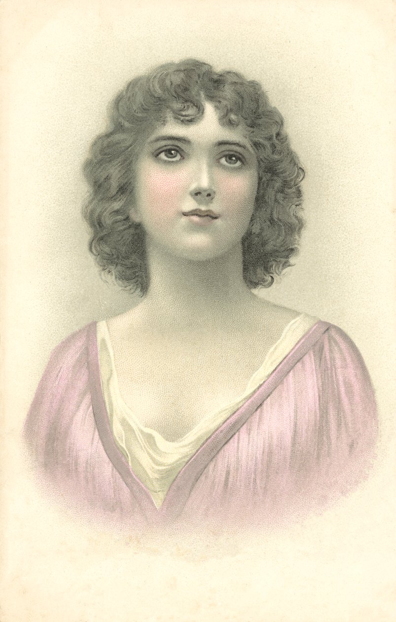 Portret dziewczynki (litografia kolorowa) autorstwa European School