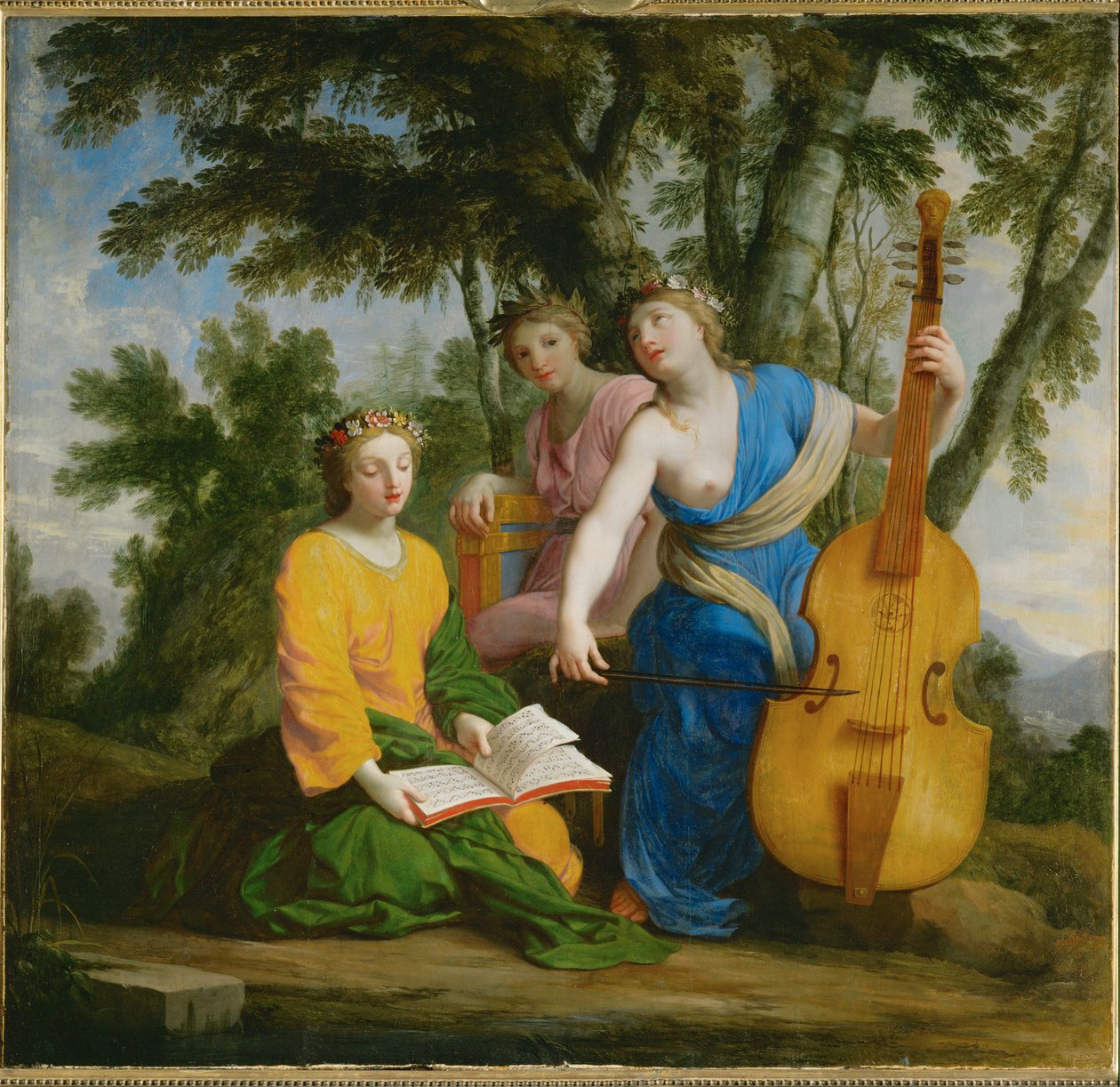Melpomene, Erato i Polyhymnia ... autorstwa Eustache (studio of) Le Sueur