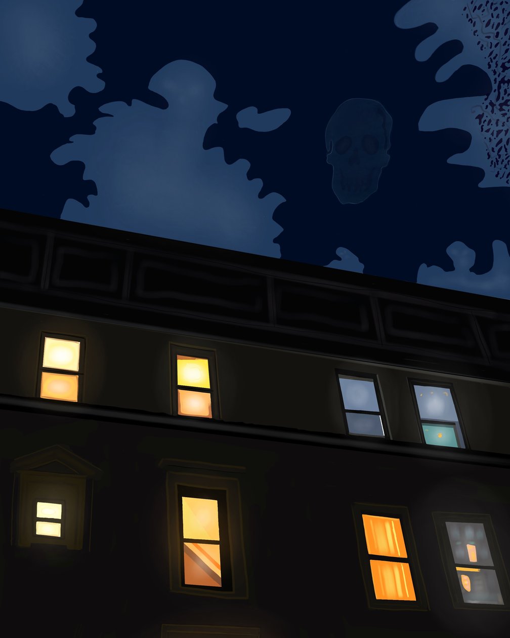 Noc Halloween (grafika cyfrowa) autorstwa Evan Sklar