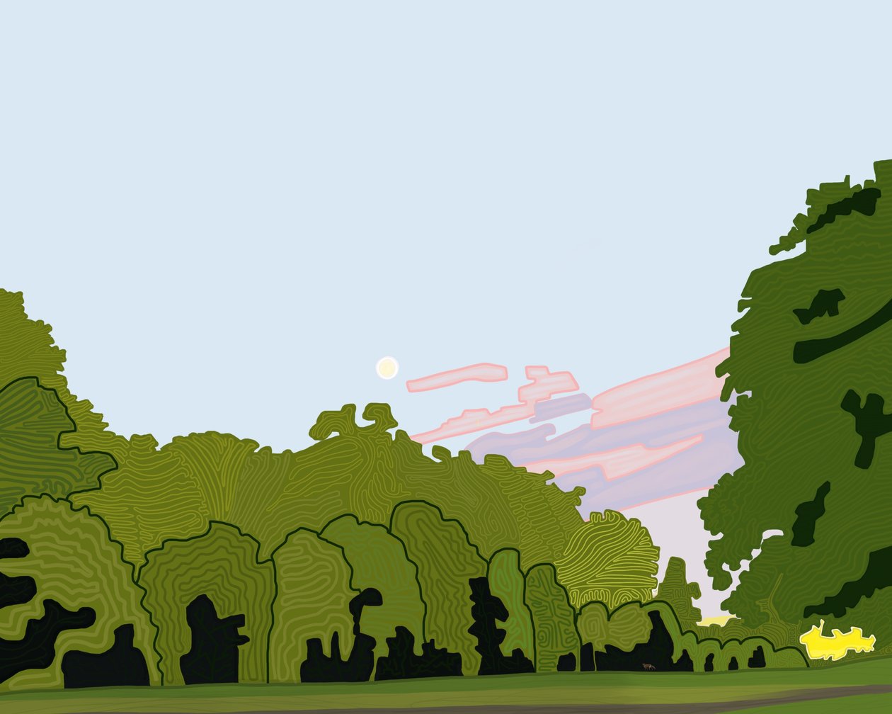 Hyde Park z lisem (grafika cyfrowa) autorstwa Evan Sklar