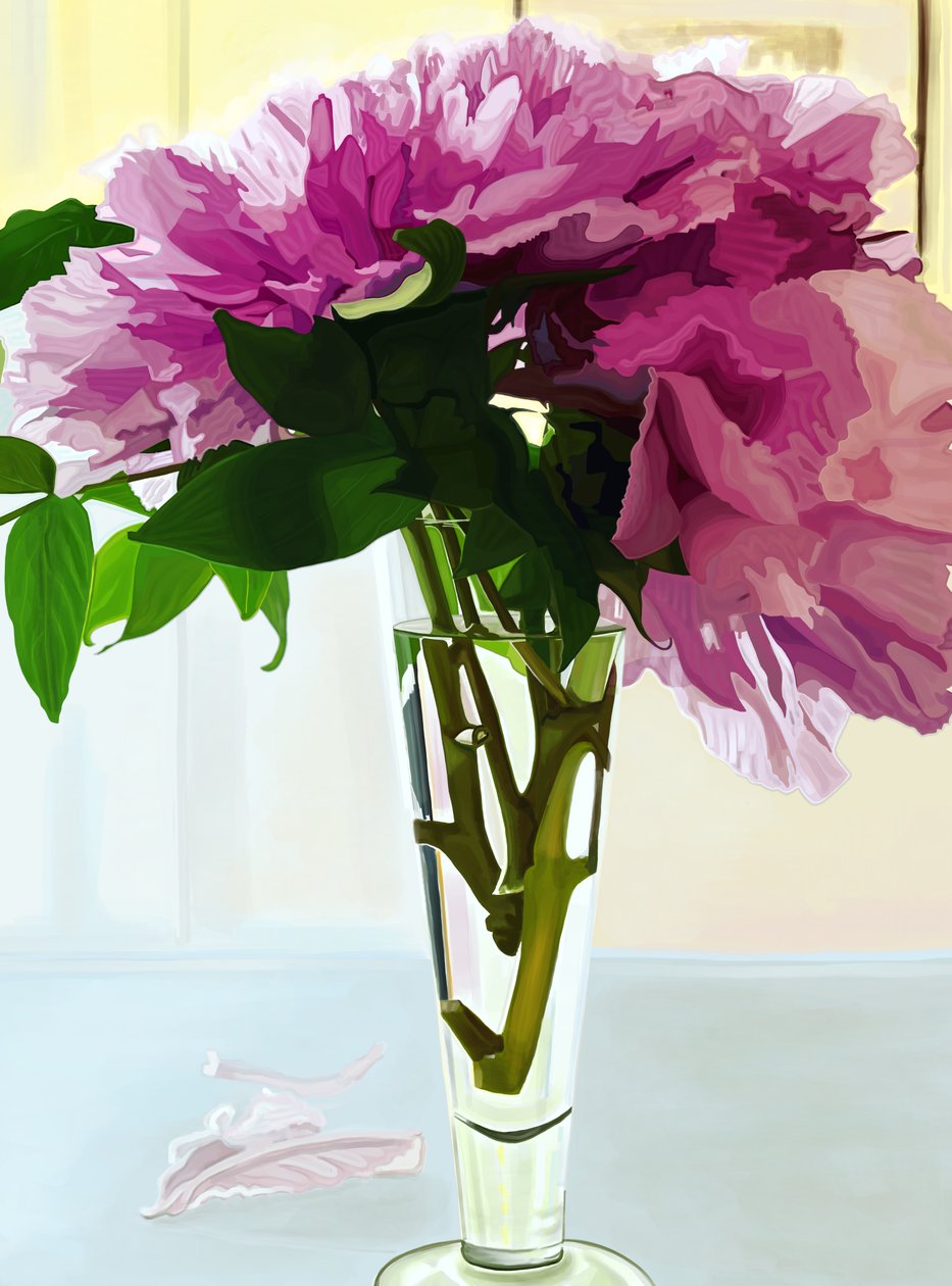 Piwonie magenta w wazonie (grafika cyfrowa) autorstwa Evan Sklar