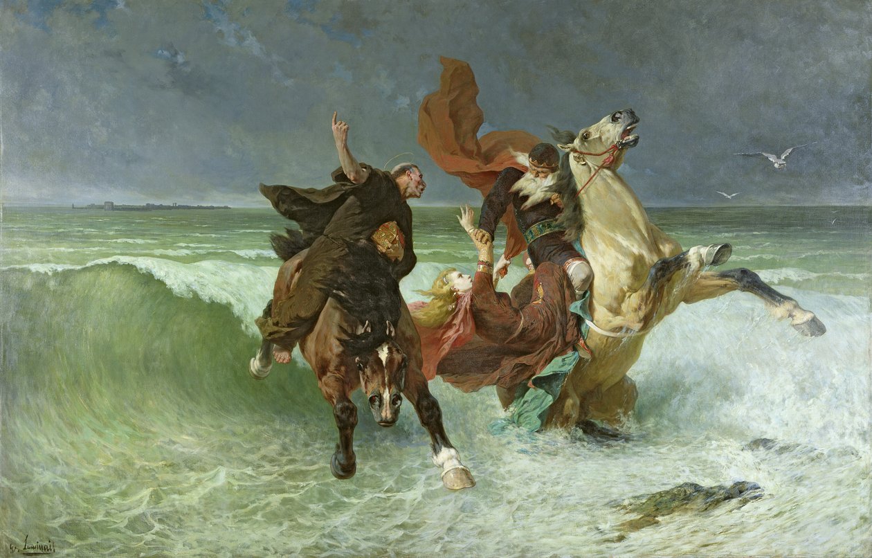Градлон Маврын нислэг (МЭ 330-434 он) 1884 он. autorstwa Evariste Vital Luminais