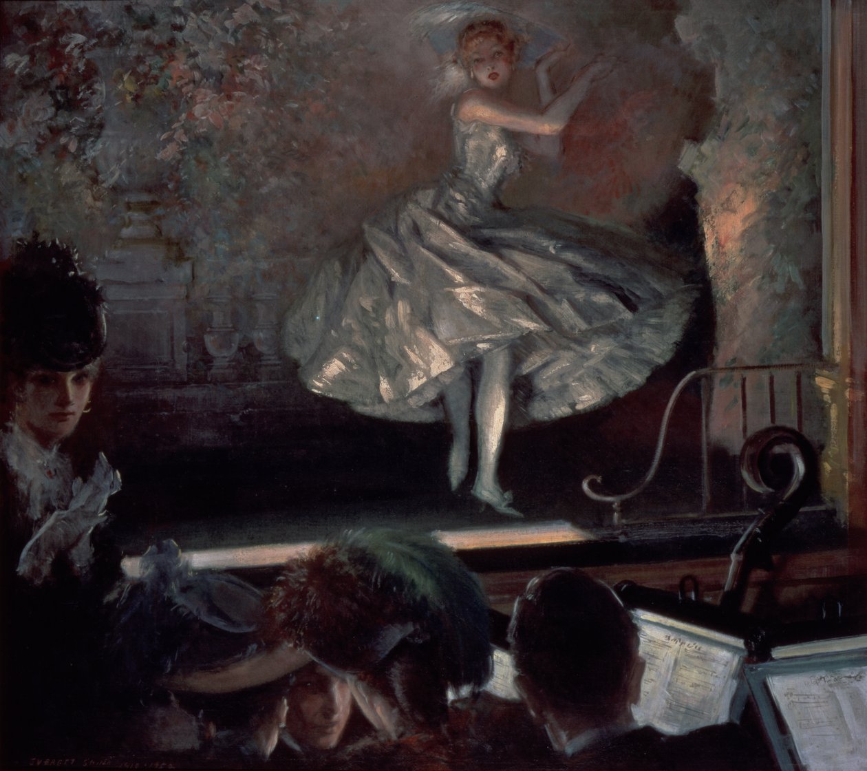 Tancerka w bieli przed reflektorami autorstwa Everett Shinn