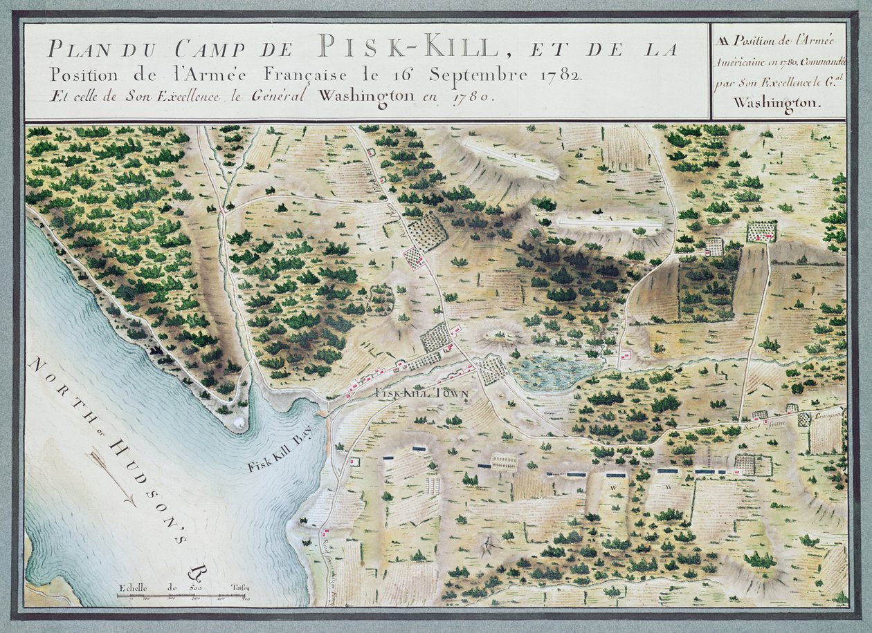 Mapa Fisk-Kill i pozycja armii francuskiej w 1782, z 