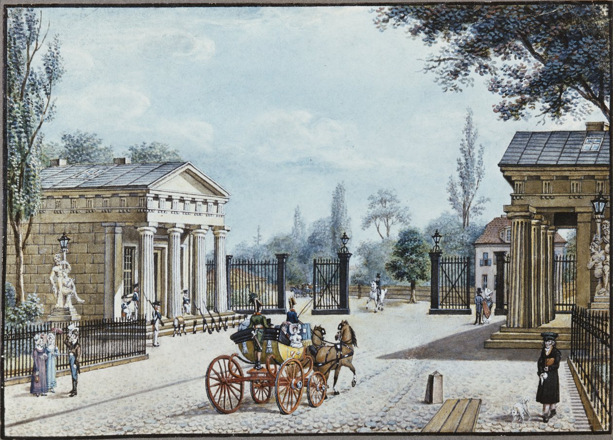 Brama Lipska, Berlin (pióro i atrament i toaleta na papierze) autorstwa F.A. Calau