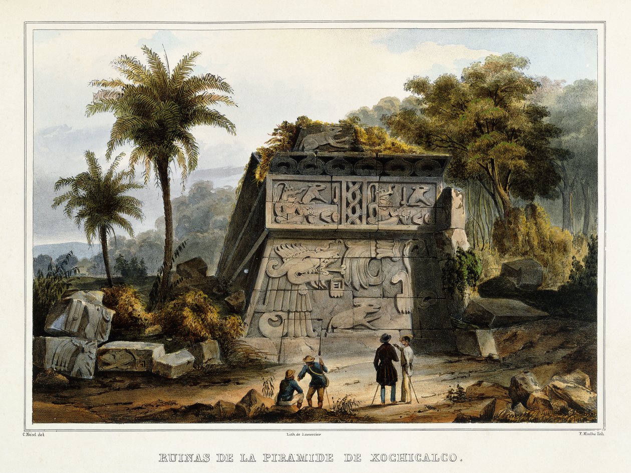 Ruiny piramidy Xochicalco, 1839? autorstwa Federico Mialhe